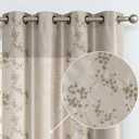 jinchan Embroidered Floral Curtains for Living Room 63 Inch Length Faux Silk Curtains Taupe Grommet Top Flower Patterned Drapes Light Filtering Window Curtain Set 2 Panels