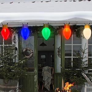 SUNSGNE Jumbo Christmas Lights, 16FT Large Christmas Lights with 10 5'' LED Giant Multicolor Bulbs, C7 Big Bulb Vintage Christmas Light for Holiday Home Tree Roof Yard Garden Decor, Green Wire
