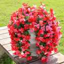 Faux Bougainvillea Artificial Flowers Plants for Outdoors Outside Decoration, 2 pcs Fake Flowers Realistic UV Resistant Silk Long Trailing Vines for Front Door Porch Planter Urn Patio Balcony Yard,Mix