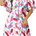 Dokotoo Womens Dresses 2026 Spring Summer Deep V Neck Elegant Cocktail Bow tie Mini Dress S-XL (Pink, L)