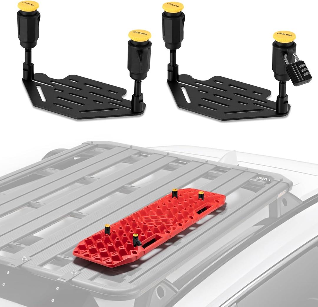 BUNKER INDUST Recovery Track Board Mounting Kit, Universal Traction Boards Mount Bracket for Rooftop Platform with Lock ( Only for 2 Boards)