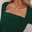 2 x Amoretu Women's Long Sleeve Tops Square Neck Shirts Sexy Ruched Slim Fit Going Out T-Shirts (M)