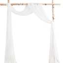 Floroom Wedding Arch Draping Fabric 2 Panels 20Ft White Chiffon Fabric Drapes Arbor Drapery Wedding Ceremony Reception Swag Decorations, 30"W x 240"L