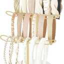 Dahey Headband Holder Organizer Metal 3-Tier Hair Hoop Display Stand Headband Organizer Storage Hair Ropes Accessories Bracelets Bangles Bedroom College Dorm Decor for Girls Women, Gold