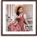 HLiWEGNS Dark Brown 24x24 Frame - Single Frame - Rustic Woodgrain 24 x 24 Poster Frame for Pictures 20x20 with Mat or 24x24 Picture Frame Without mat for Wall Gallery Display