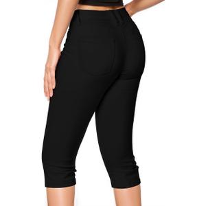 Hybrid & Company Women's Butt Lift Super Comfy Stretch Denim Capri Short Jeans (15, Black)