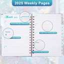 2025 Planner Weekly and Monthly, 8.5" x 6.1" Calendar Planner Daily Jan 2025 - Dec 2025, Flexible Hardcover Notebook with Holidays Monthly Tabs, Oil Painting Flower (Style A)