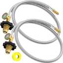 2 Packs RV Propane Pigtail Hoses with Gauge,36 Inch Stainless Steel Braided Camper Tank Hose, Rv lp Gas Hoses Connector for Standard Two-Stage Regulator, 5-100lb, 1/4" inverted male flare / POL Fitting