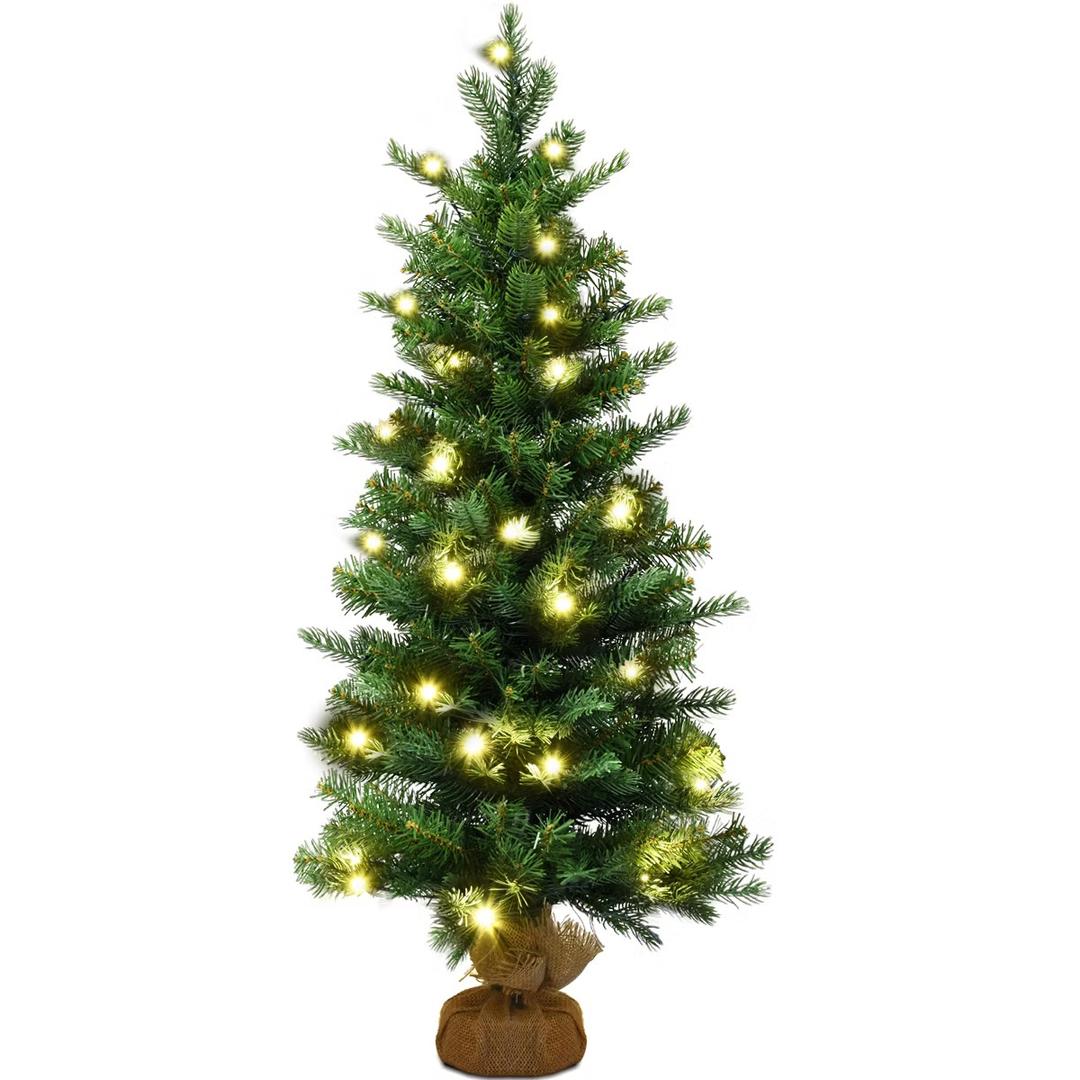 3Ft Pre-Lit Spruce Tabletop Christmas Tree Lights Timer
