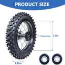 3.00-12 80/100-12 Dirt Bike Rear Rim Wheel Tire With 15mm Bearing for 50cc-125cc Apollo SSR TaoTao Baja DB14 CRF70 TTR PW80 XR70 KLX110 RM65 KX65 Coolster Pit Bike Motorcycle