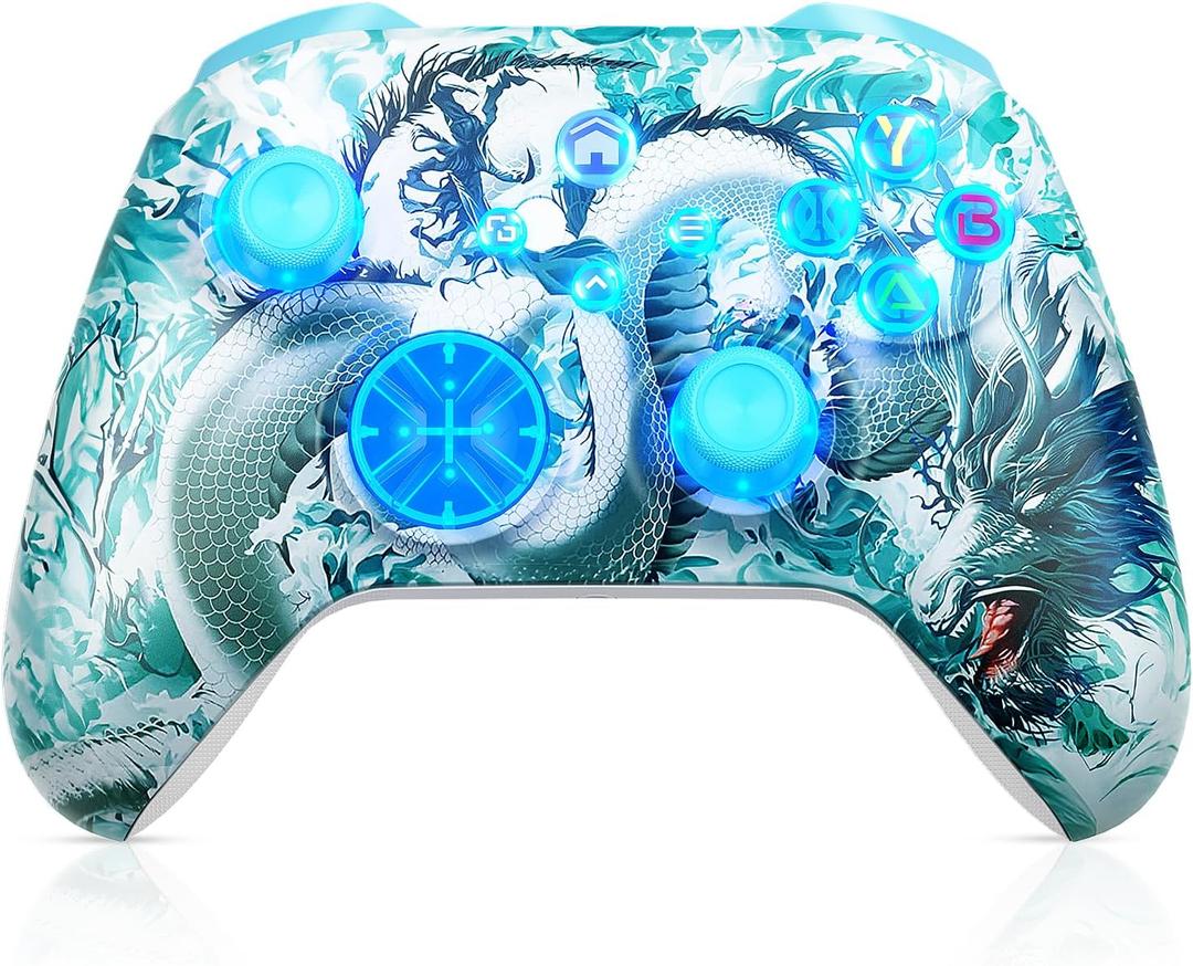 Xexvyrin Wireless Controller for X-Box One, X-Box Series X/ S, PC, Switch, iOS, Android, LED Gaming Controller with Turbo, Macro Function, 6-Axis Gyro, 3.5mm Audio Jack, WiFi Connectivity（yunlong）
