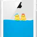 LUVI Compatible with iPhone 12 Pro Max Case Liquid Moving Quicksand Funny Cute Cartoon Lovely Duck Flowing Floating Waterfall Protective Cover Soft Silicone Rubber Protection for Women Girls 6.7 inch Pack of 2