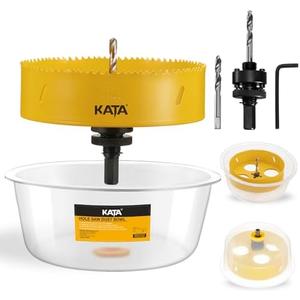 KATA Hole Saw for Recessed Lights: 6 Inch Hole Saw for Recessed Lighting with Dust Bowl - 6 in Hole Drill Cutter with Silicone Dust Catcher Tool for Drywall on Ceiling - Installing LED Can Light Home