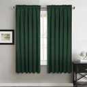 StangH Christmas Dark Green Velvet Curtains - Rod Pocket Short Kitchen Window Curtains 63-inch Length Room Darkening Green Blackout Drapes for Bedroom, W52 x L63, 2 Panels