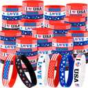 Moon Boat 144PCS 4th/ Fourth of July Accessories Party Favors: Patriotic Silicone Rubber Bracelets Bulk USA Flag Wristbands American Memorial Day Decorations Gifts Supplies