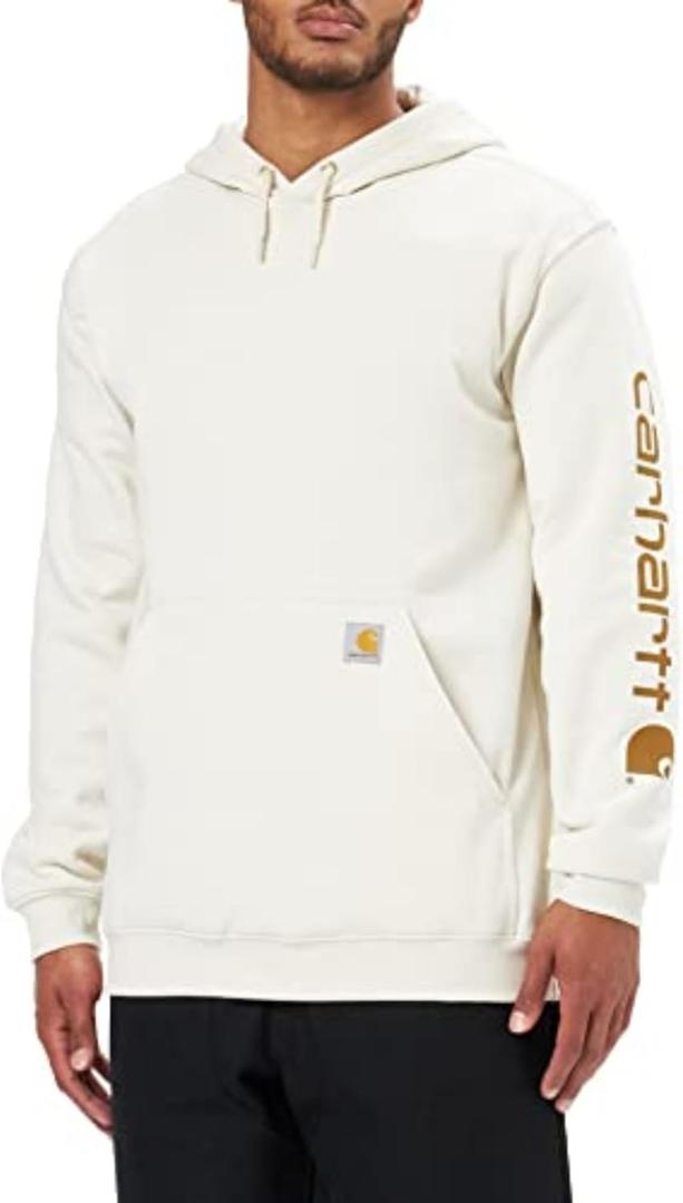 Carhartt Men's Loose Fit Midweight Logo Sleeve Graphic Sweatshirt (Medium, Malt Color)