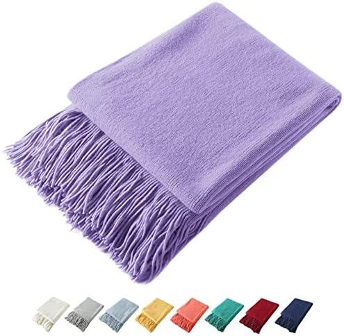 Homiest Decorative Knitted Throw Blanket with Fringe, Lightweight Acrylic Knit, Soft & Cozy Tassel Blanket for Couch, Sofa, Bed (Lavender, 50 x 60 Inch) Homiest Decorative Knitted Throw Blanket with Fringe, Lightweight Acrylic Knit, Soft & Cozy Tassel Blanket for Couch, Sofa, Bed (Lavender, 50 x 60 Inch)
