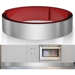 Stainless Steel Toe Kick Cover, 4" x 102" Baseboard Plate, Self Adhesive Kickplate for Bottom of Door, Kitchen Island, Cabinet, Cupboard (Brushed Nickel)