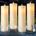 Gerrii 4 Pack 15" x 4" Large Outdoor Flameless LED Candles with Remote