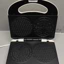 Mini Pizzelle Maker Machine with a 3'' Cutter, Mini Stroopwafel Iron, Bake 2 x 4'' Pizzelles or 3'' Stroopwafels, Excellent for Holiday, Party, Dessert Treat Making & More