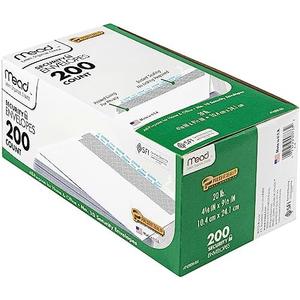 Mead Envelopes, Letter Size #10, Security Tinted Envelopes, Self Seal, 4-1/8 x 9.5”, Windowless Design, Mailing Envelopes for Official Business & Legal Letters, 200 per Pack (742020)