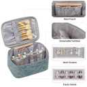 OCHEAL Makeup Bag,Travel Makeup Organizer Bag, Large Capacity Cosmetic Bags for Women Large Travel Toiletry Bag for Girls Traveling With Brush Slot And Divider-Blue Floral