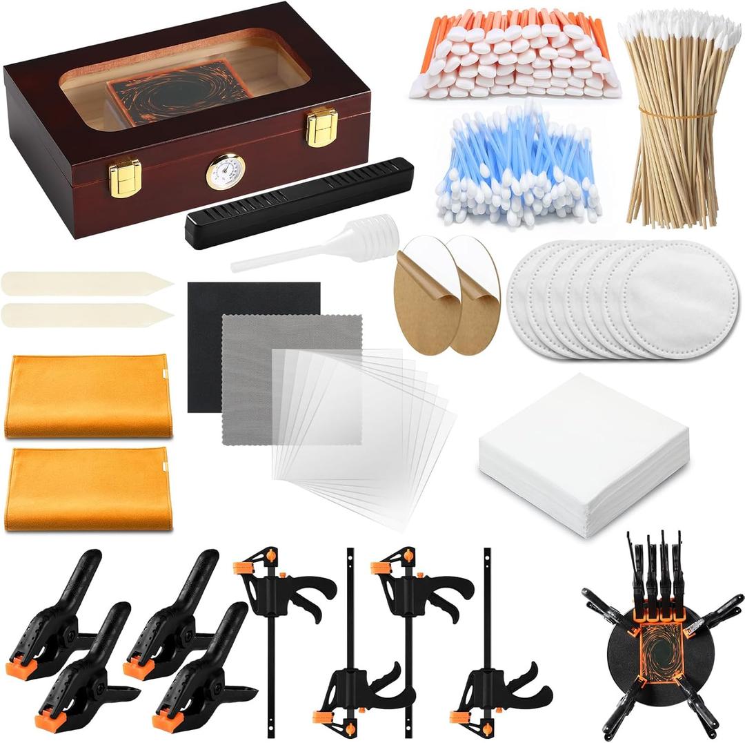 Didaey 539 Pcs Card Flattening Tool Kit Trading Card Repair Accessory Grading Cleaning Kit for Collectors Collectible Cleaning Protect Fix Bent Cards Flatten Lifted Edges Accessories(Wooden Style)