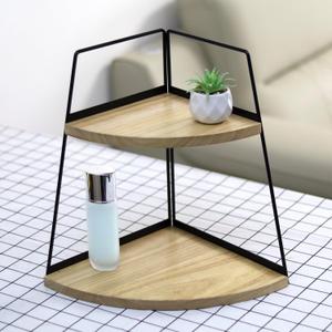 2 Tier Bathroom Counter Organizer, Standing Rack Cosmetic Holder, Wood Bathroom Organizer, Vanity Organizer Bathroom Counter Tray, for Bathroom, Bedroom (Log Color)