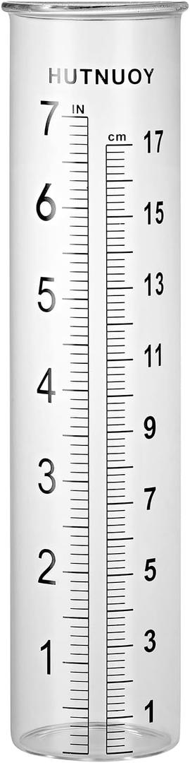 7" Capacity Rain Gauge Replacement Tube Glass for Outdoor Garden Yard Home, Lip Design, Best Rated, Easy to Read (1 Pcs)