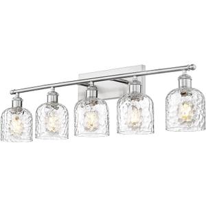 zeyu Modern Brushed Nickel Bathroom Lights Fixture, 35 Inch 5 Light Vanity Lighting Over Mirror, Brushed Nickel Finish with Clear Hammered Glass, ZJF63B-5W BN