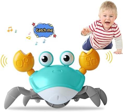 FEELGUY Crawling Crab Baby Toy Fantastic Creatures Toys Infant Sensory Tummy time Toys 3 4 5 6 7 8 9 10 11 12 Babies boy Girl Learning Crawl 3-6 6-12 Walking Toddler Gifts for 36 Months Old (Green)