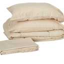 Sweet Home Collection 5 Piece Comforter Set Bag Solid Color All Season Soft Down Alternative Blanket & Luxurious Microfiber Bed Sheets, Beige, Twin XL