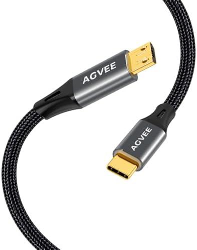 AGVEE 10ft USB-C to Micro USB Cable, Gold Plated End Tips, Braided Charger Data Sync Cord Charging Adapter for Micro USB Devices, PS4, Kindle, Android Phone, Dark Gray