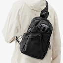 SEAFEW Black Sling Crossbody Bag for Men Women, Tactical Backpack Shoulder Daypack Mini Anti-Theft Cross Body Motorcycle Chest Bags, Small One Strap Fanny Back Pack for Casual Travel Hiking Sport Gym