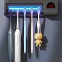 HouseGem Toothbrush Holder, Timer Function, 2000mAh Rechargeable Cordless Wall-Mounted Bathroom (Black)