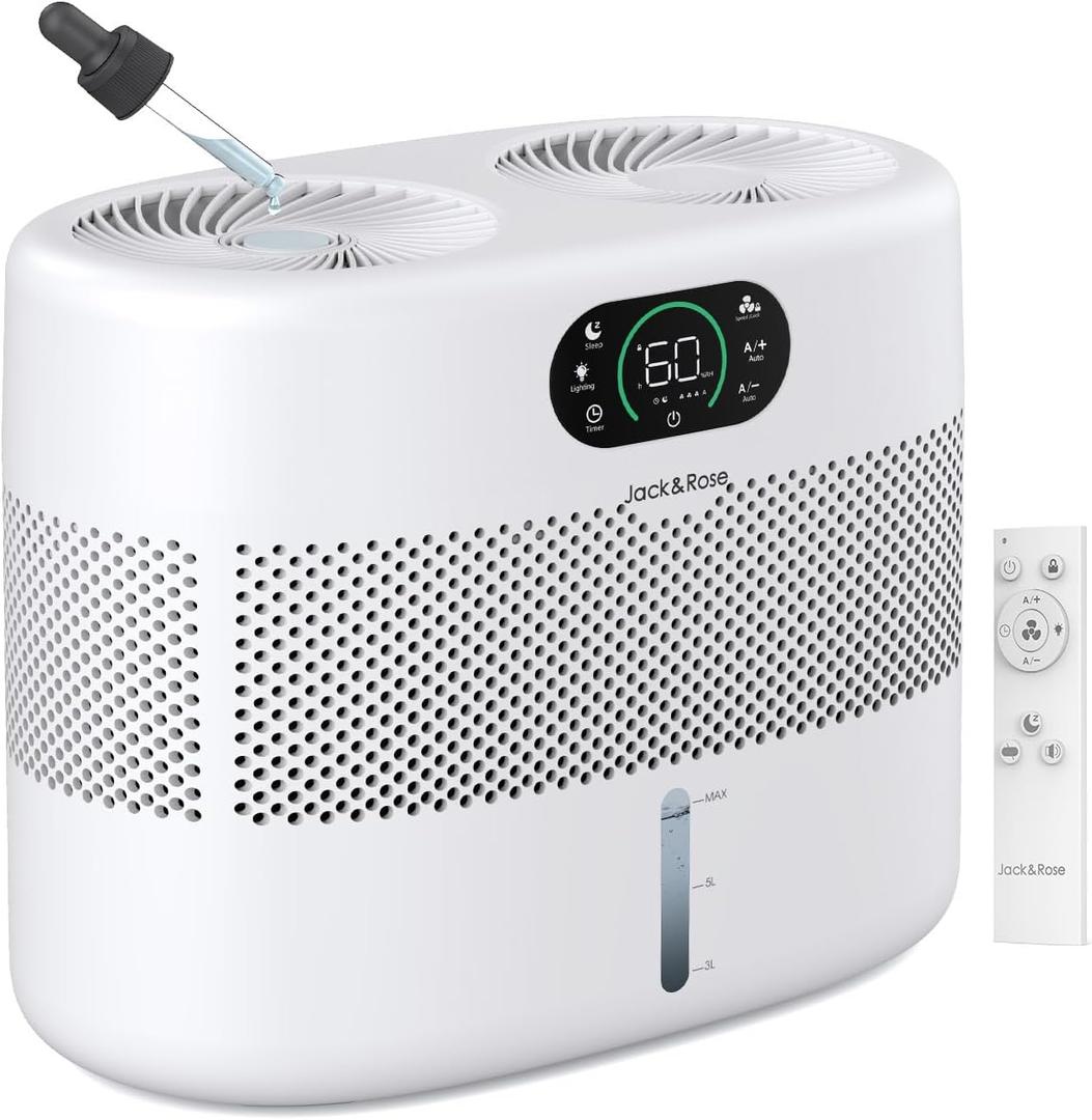 Reuseable Wick Evaporative Humidifier for Bedroom Quiet Healthy Baby Humidifier, No White Dust, Evaporative Humidifier Large Room 800ml/h 3 Speeds, 2