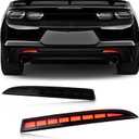 Smoked LED Rear Bumper Reflectors Fog Brake Tail Light Lamps Compatible with Chevy Camaro GEN6 2016-2024 Cadillac ATS XT5 Pontiac Turn Signal Kits (SMOKED)