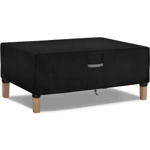 Dokon Heavy Duty Patio Coffee Table Covers Waterproof Rectangular Outdoor Table Cover Anti-UV 600D Oxford Fabric Lawn Patio Furniture Covers with Air Vent (48"L x 25"W x 18"H) - Black