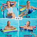 Jasonwell Inflatable Pool Hammock Float - 2 Pack Water Hammock Pool Floaties Multi-Purpose (Saddle Lounge Chair Drifter) 4 in 1 Lake Beach Floating Loungers Swimming Pool Floats Toys for Adults,  Blue&Red - 2pk