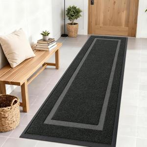OLANLY Front Door Mat Indoor Outdoor Entrance, Waterproof All-Season, All-Weather Doormat, Sturdy Natural Rubber, Fade Resistant, Low Profile, Easy Clean Patio Porch Entryway Mat, Black, Classic Border, Rectangular, 71" x 23"
