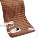 Deepsoon Heating Pad,Electric Heating Pads for Back,Neck,Moist Heating Pad for Abdomen Shoulder Knee Legs,Dry/Moist Heat&Auto Shut Off,Mother's Day Birthday for Men and Women,Brown,24x12 Inch