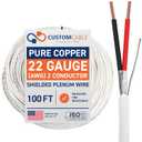 22 AWG 2 Conductor Stranded Shielded Plenum Cable White CL3P Jacket for Security/Alarm/Access Control/Sound - 100 Foot Roll in a Bag