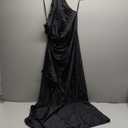 Memoriesea Women's Sexy One Shoulder High Split Cocktail Wedding Party Maxi Dress (Black), Size S