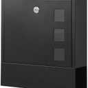 KYODOLED Locking Mailbox Wall Mount, Locked Mail Boxes, Mailbox with Key Lock for Outside, Large Capacity Drop Box for Newspapers, 13 x 3.4 x 11.8 Inch, Black