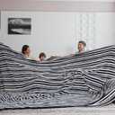 COOVA Oversized King Fleece Blanket 120x120 inches, Soft Cozy Warm Giant Extra Large 10'x10' Blanket for Bed, Sofa, Couch,Travel, Camping, California Huge Flannel Big Throw Blanket, Grey Stripes