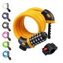 NDakter Bike Lock, 4/ 5.6 Feet Bicycle Cable, High Security 5 Digit Resettable Combination Coiling Bicycle Lock, Heavy Duty Anti Theft Cable with Mounting Bracket, 1/ 2 Inch Diameter (4FT, Yellow-12mm)