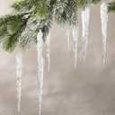 24 Pcs Acrylic Icicle Christmas Tree Ornaments 5 Inches Clear Icicles with Fake Snow Hanging Winter Fairy Decorations for Christmas Tree Decorations Xmas Outside Yard Porch Home Decor