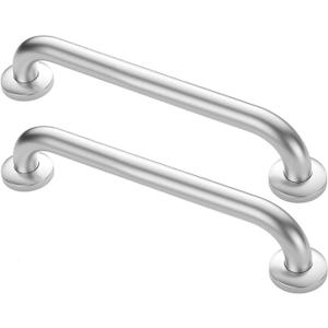 Shower Grab Bars Brushed Nickel 18" x 1 1/4", Stainless Steel Bathroom Handicap Grab Bars for Bathtubs and Showers, Concealed Screw Shower Handle Safety Bars for Elderly, Pregnant, Children (Len 18" x Tube 1.25", Brushed (2 Pack))
