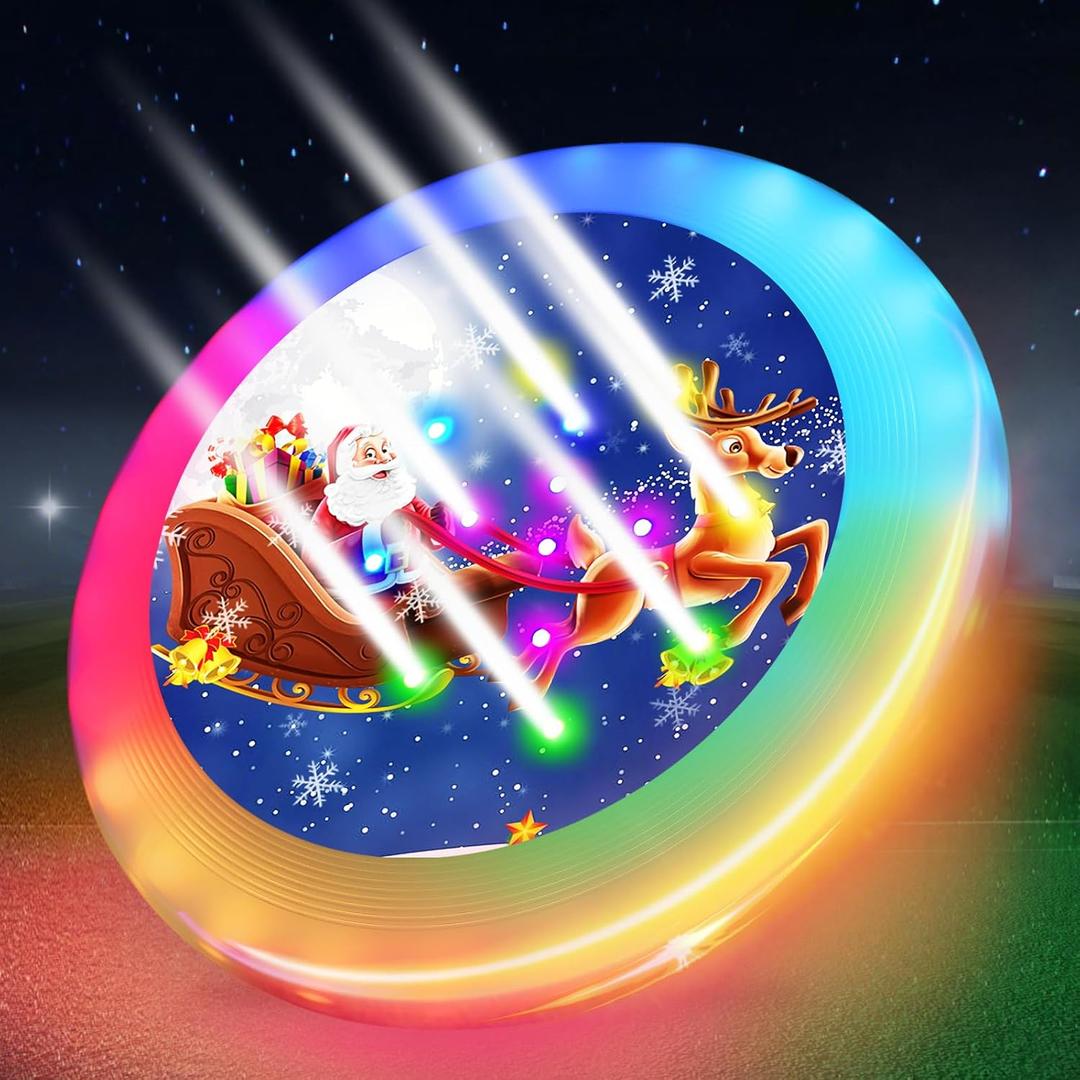 Kovshuiwe LED Flying Disc- Double Ring 39 RGB LEDs,7 Modes,Chargeable,IP65 Waterproof,178g,Soft Flying Discs, Adult/Men/Boys/Teens Birthday,Ideal for Outdoor,Lawn,Camping Games
