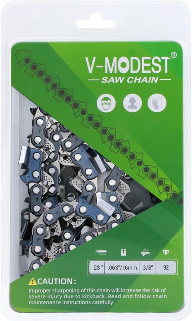 28 inch Chainsaw Chain Full Chisel 92 Drive Links, 3/8" Pitch .063" Gauge fits Stihl 44 56 MS441 MS650 MS660 MS661 Replace 36RS 92, Husqvarna H50-92, 75LGX092G, 73EXL092G (1 Chain)